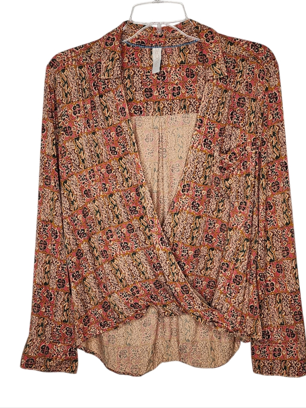Anthropologie Pilcro Tisha Surplice Blouse Sz Small Long Sleeve Faux Wrap